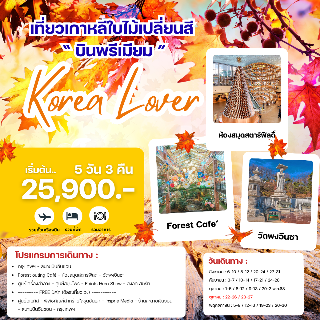 ทัวร์เกาหลี WONDERFUL KOREA (OZ/KE) สายการบินพรีเมี่ยม อิสระท่องเที่ยว 1 วัน