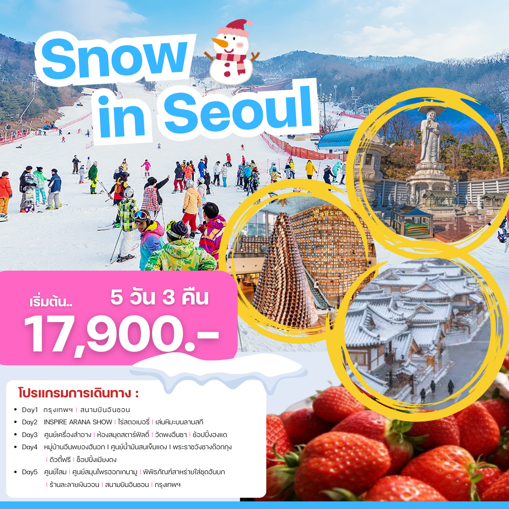 ทัวร์เกาหลี สัมผัสหิมะ เทศกาลฤดูหนาว SNOW SEOUL
